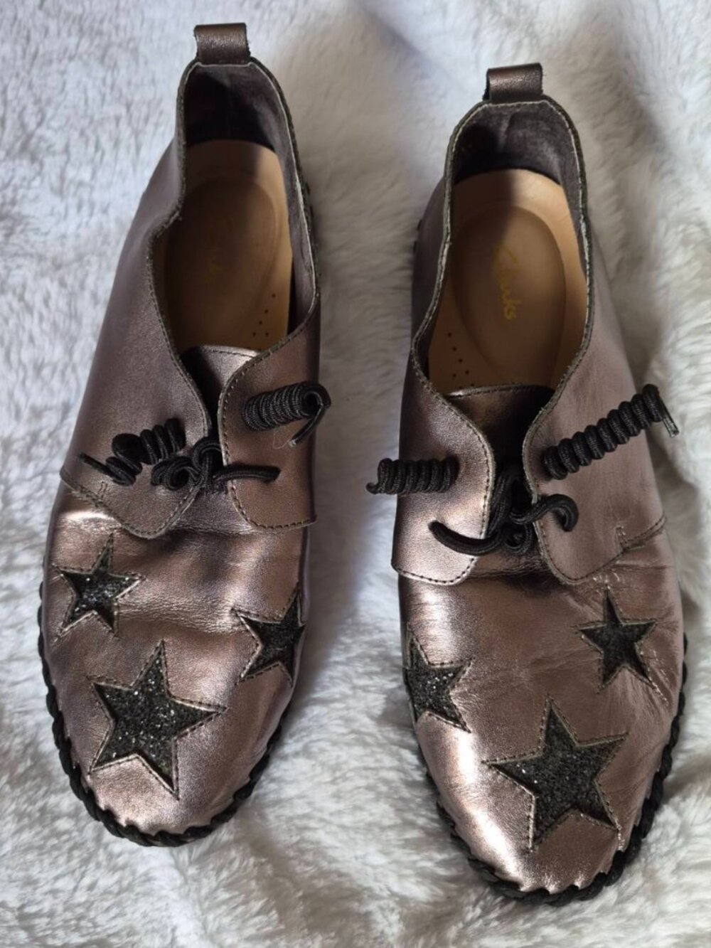 Clarks Tri Spark Bronze Metallic Leather Star Derby Shoes UK 5.5 US 7.5 EU 38